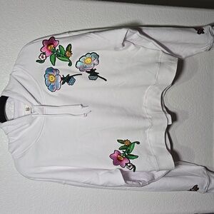 Embroidered Floral Patch Handmade Hoodie NWOT